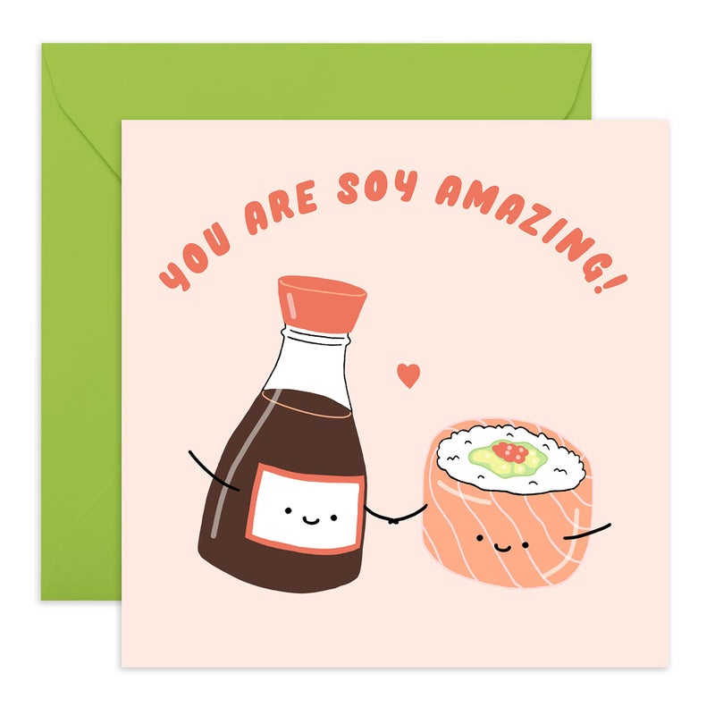 CENTRAL 23 Cute Anniversary Love Card For Men Women Adult - Youâ€™re Soy Amazing - Husband Wife Valentines Day Card - Pun - Funny Anniversary Card for Boyfriend Girlfriend - Comes With Fun Stickers - Image 1